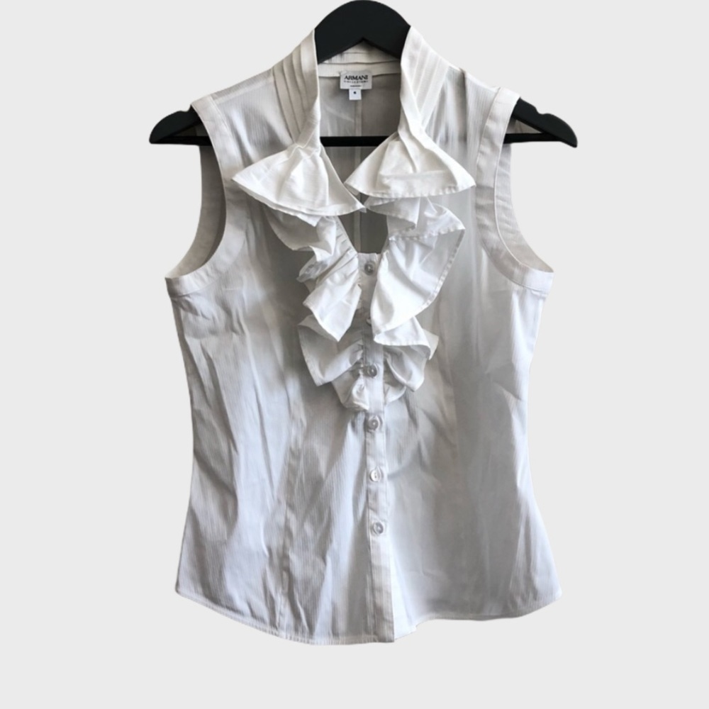 ARMANI Collezioni sleeveless ruffle poplin blouse